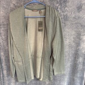AnyBody Gray Open Front Cardigan Sweater Lightweight